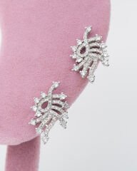 Yaprak Figürlü Zircon Taşlı Küpe