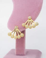 Yelpaze Top Zircon Taşlı Küpe