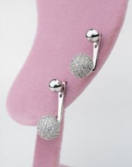 Gömme Taşlı Top Küpe