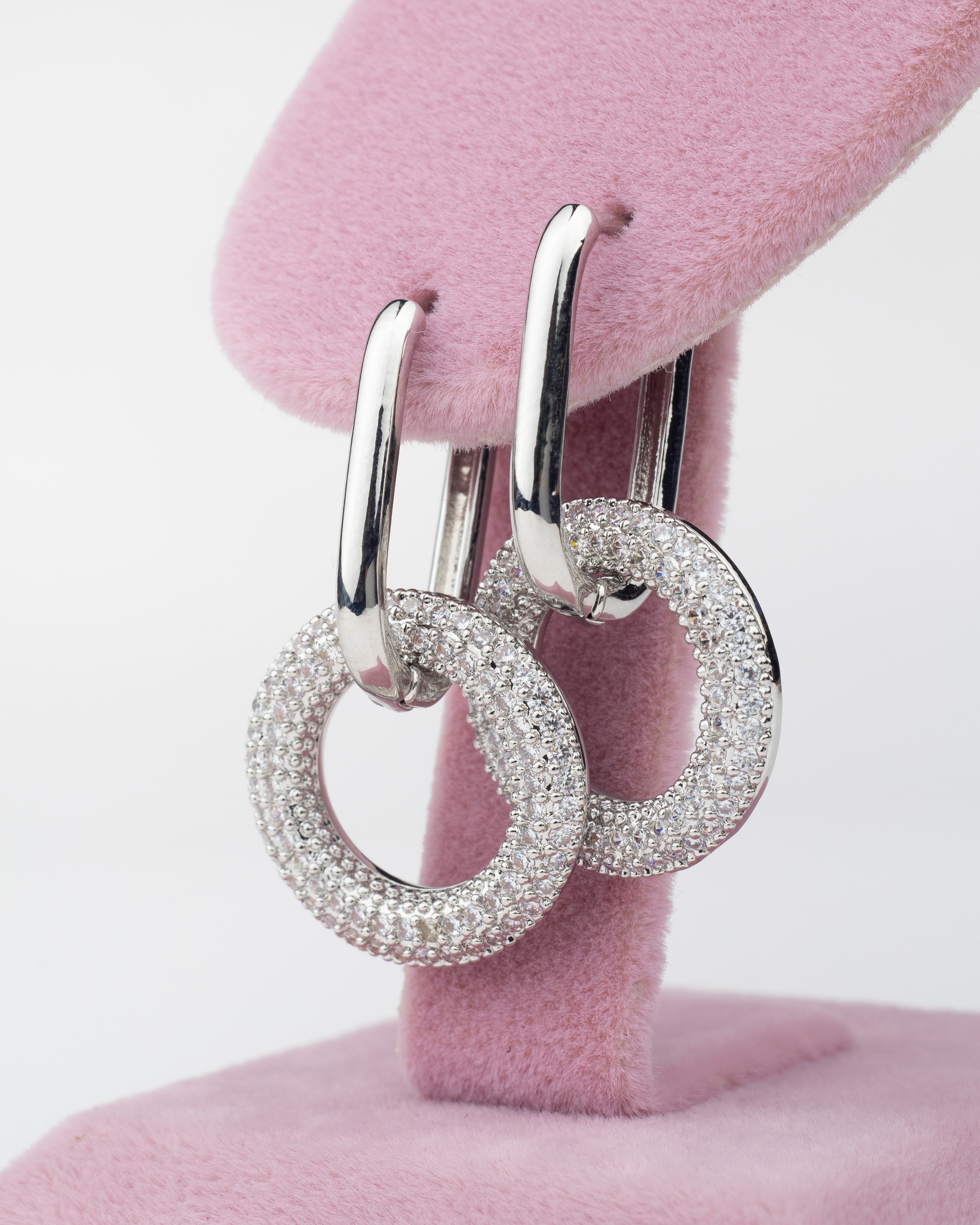 Sallantılı Zircon Taşlı Halka Küpe