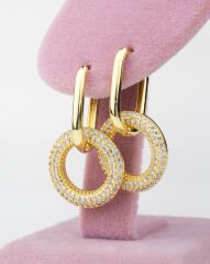 Sallantılı Zircon Taşlı Halka Küpe