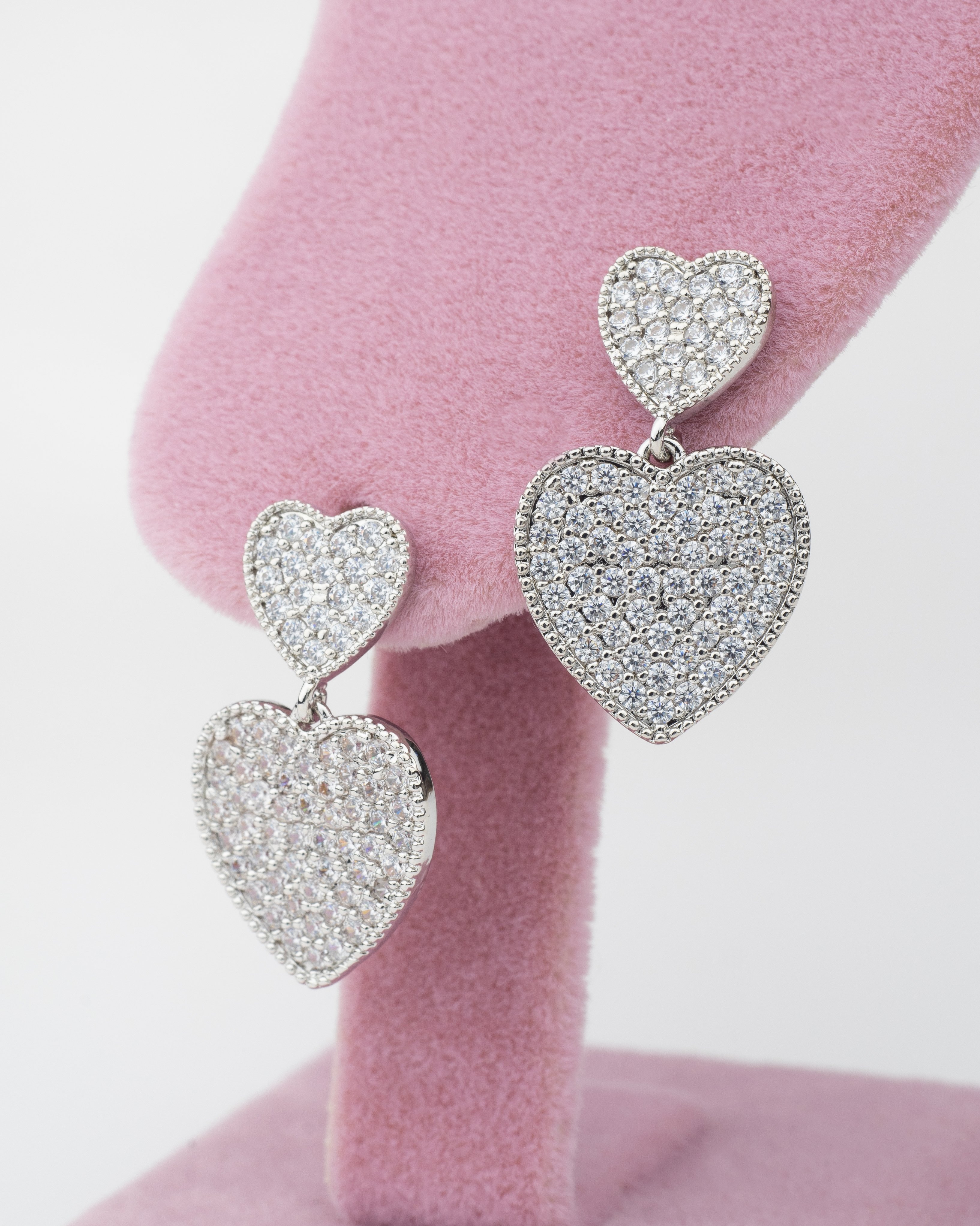 İthal Özel Zircon Taş Kalp Küpe