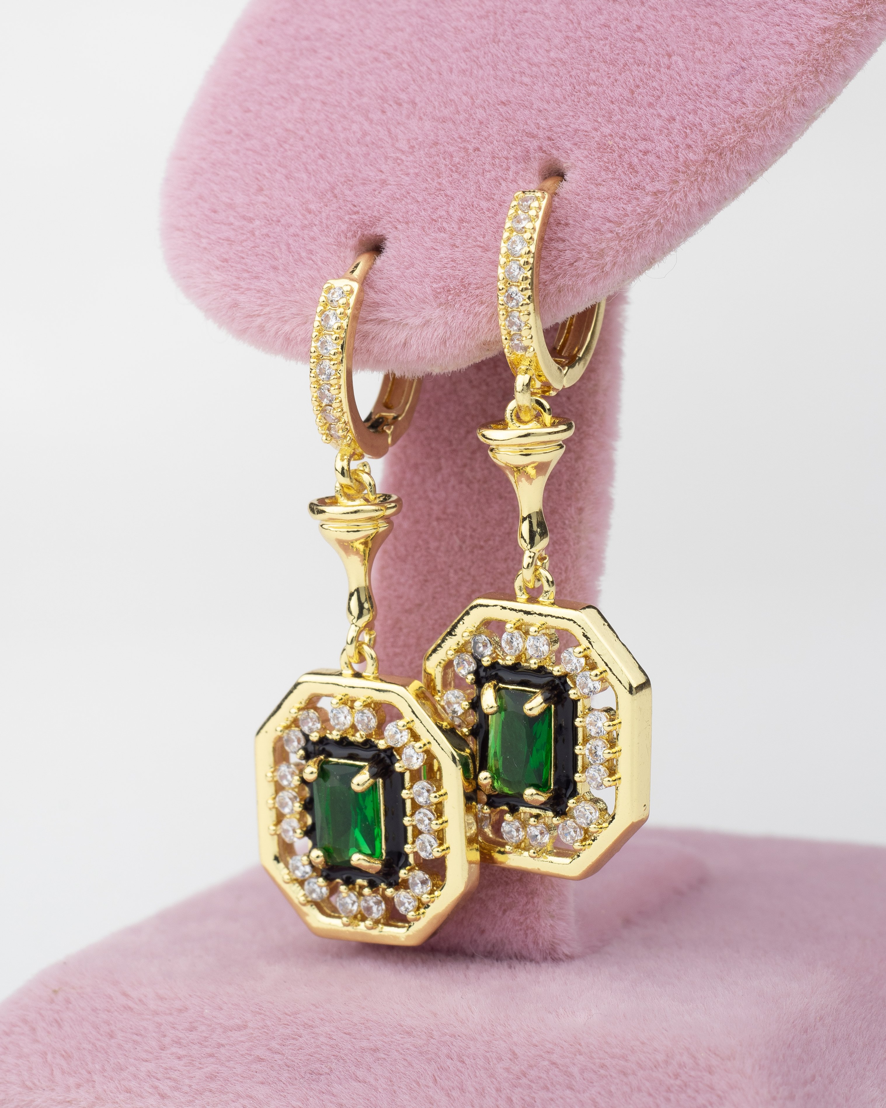 Miltonia Yeşil Zircon Taşlı Küpe