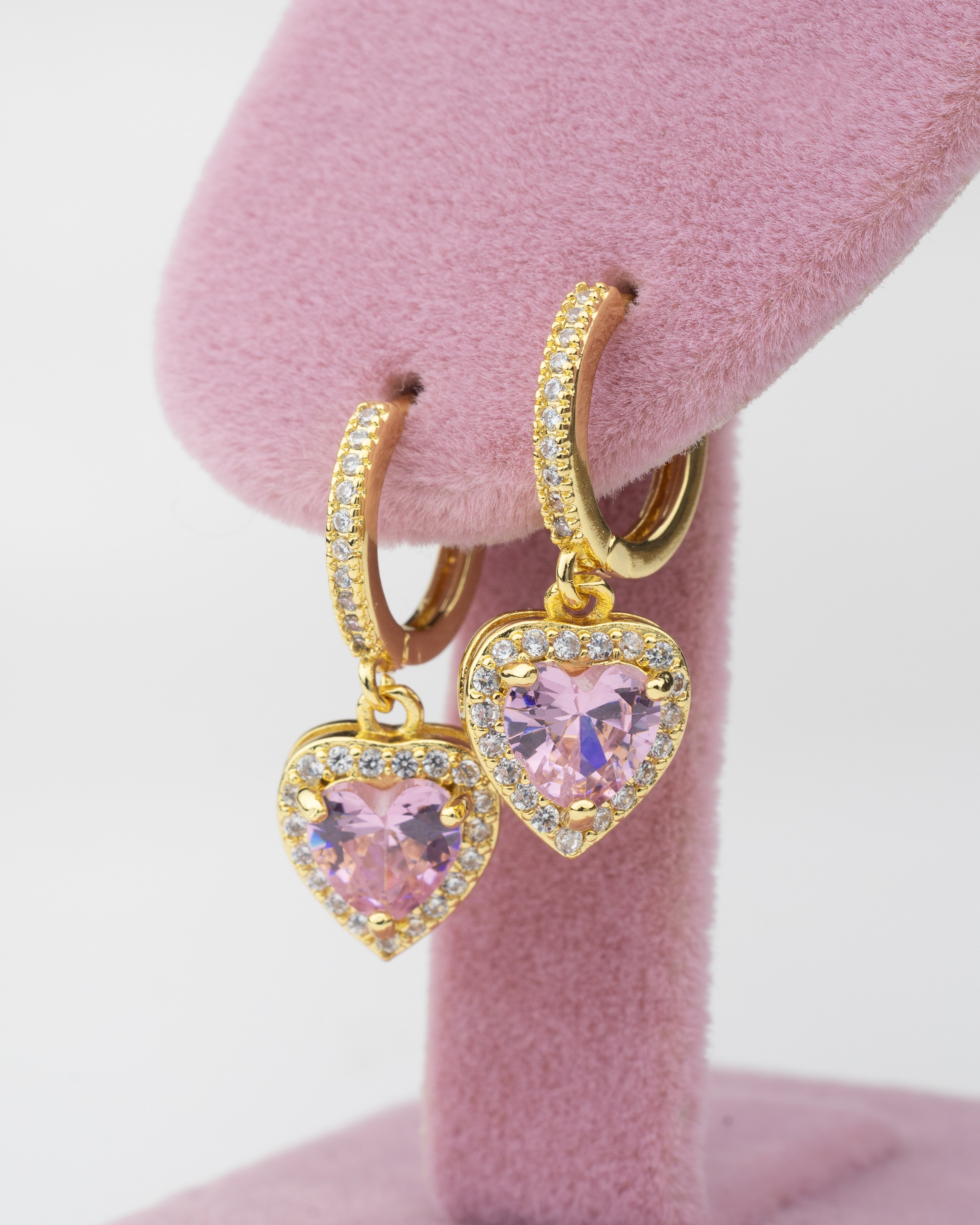 Çelik Pembe Taşlı Pandora Küpe