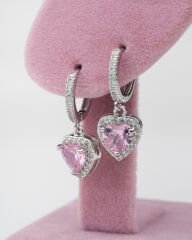 Çelik Pembe Taşlı Pandora Küpe