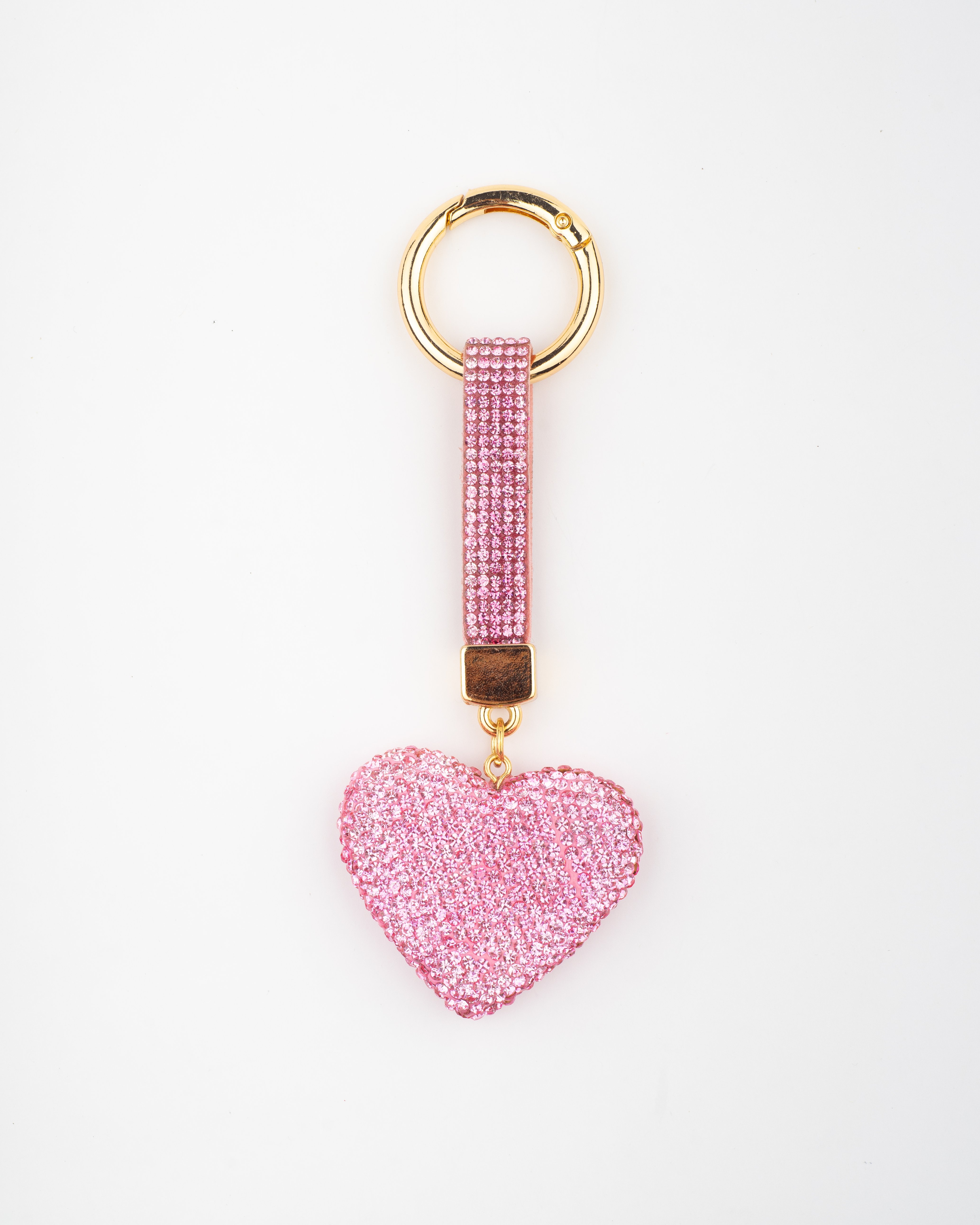 Pembe Kalp Taşlı Anahtarlık