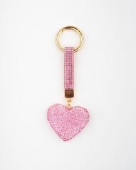 Pembe Kalp Taşlı Anahtarlık