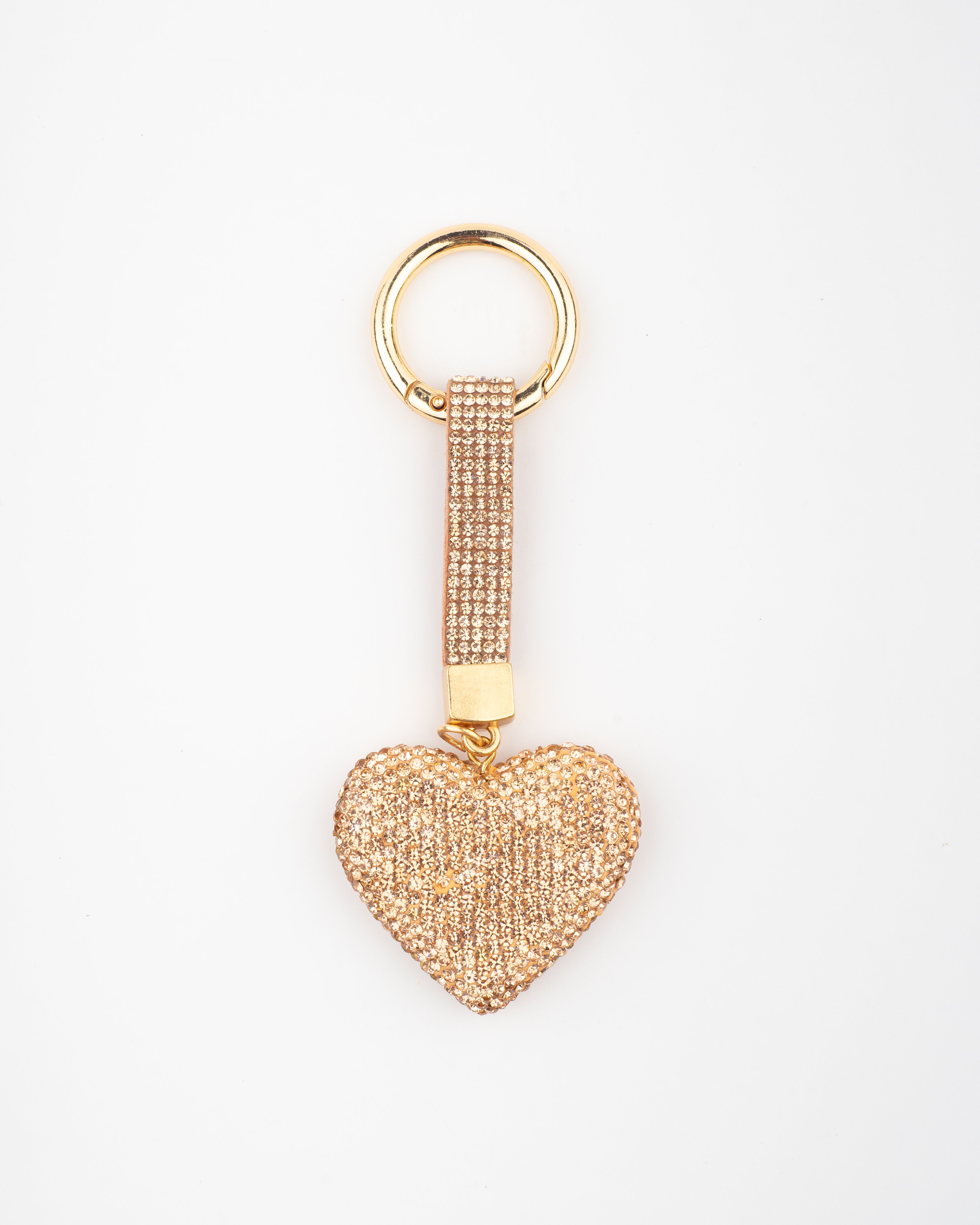 Gold Zircon Taşlı Kalpli Anahtarlık