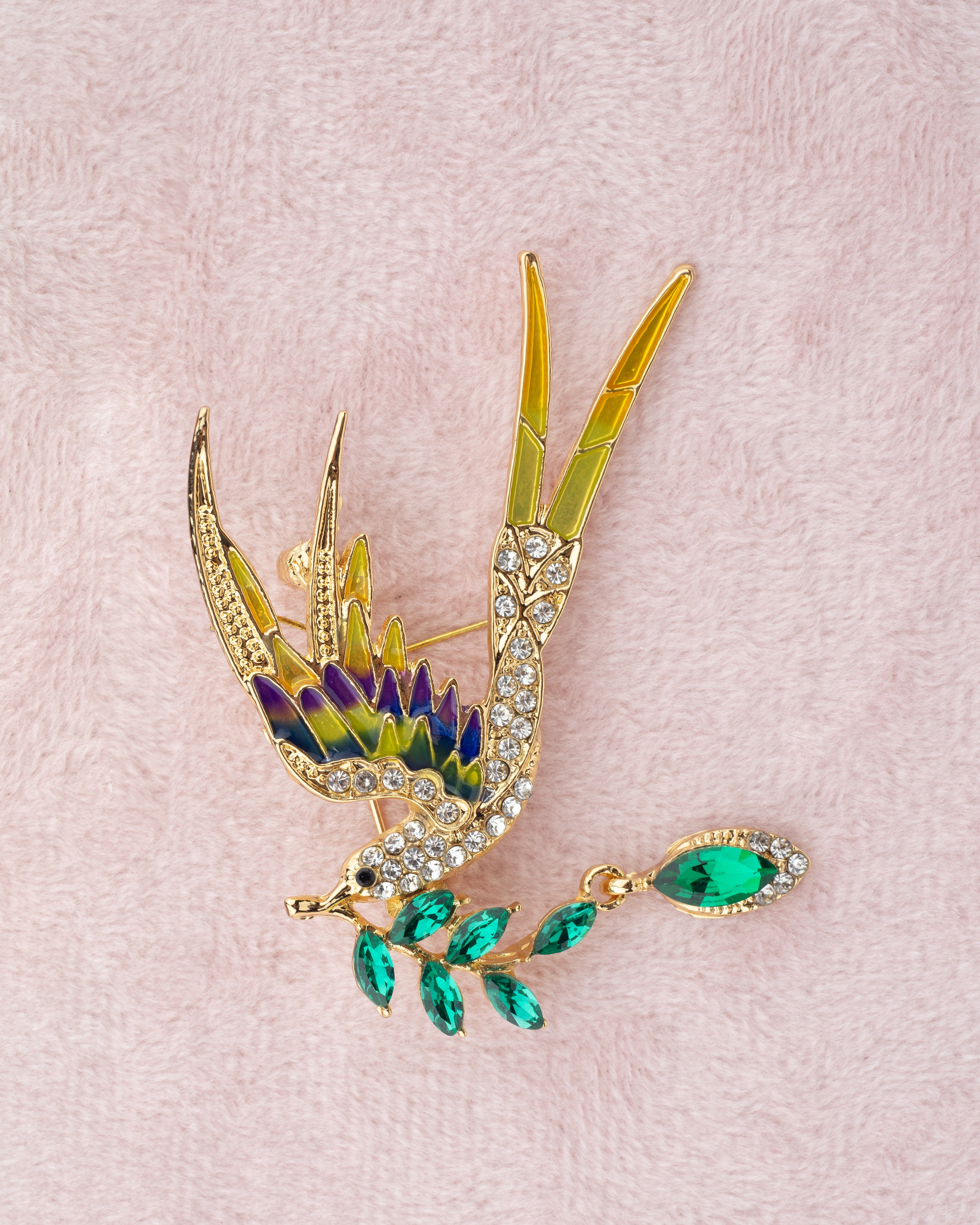 Kristal Zircon Taş Barış Güvercini Broş