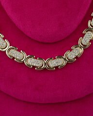 14K VİP Oval Link Taşlı Kolye