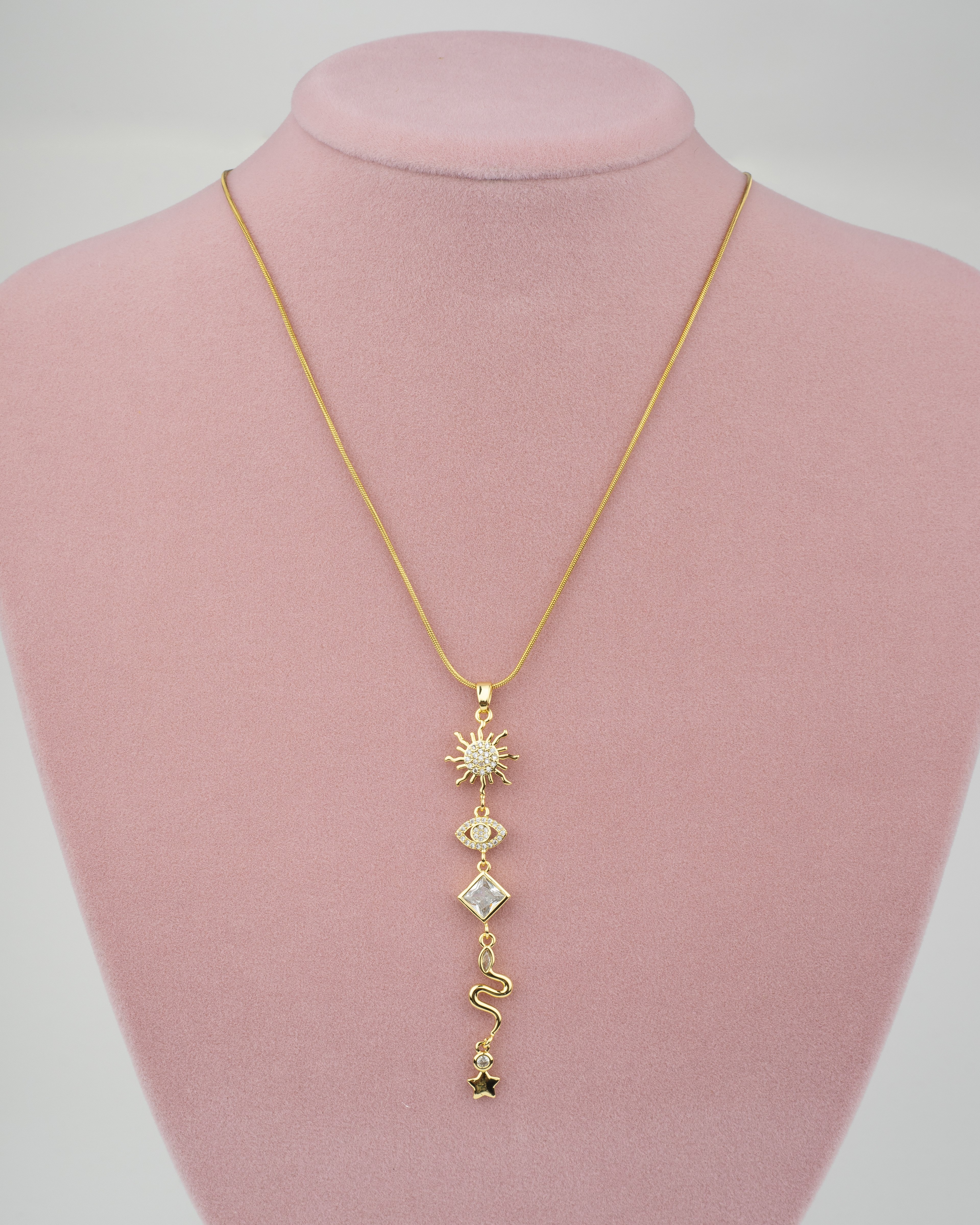 Güneş Ay Figürlü Y Kolye