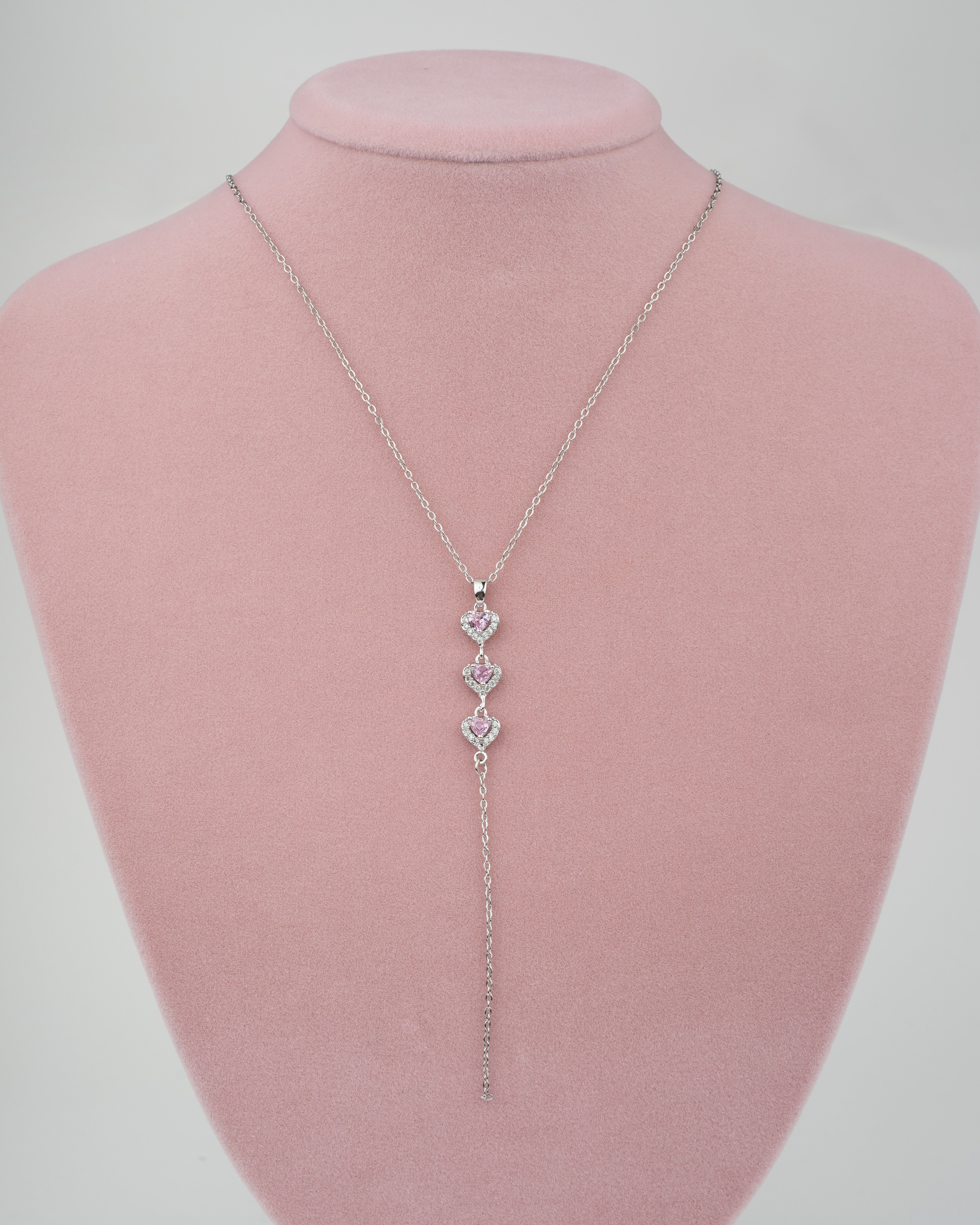 Pembe Zircon Taşlı Y Kolye