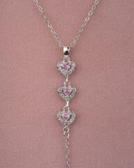 Pembe Zircon Taşlı Y Kolye