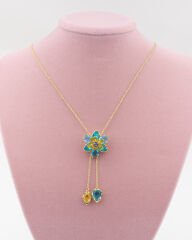 Swr Mavi Zirkon Taşlı Marka Model Çiçek Kolye