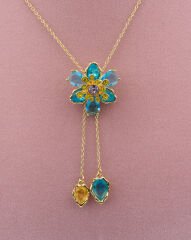 Swr Mavi Zirkon Taşlı Marka Model Çiçek Kolye
