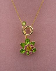 Swr Yeşil Zirkon Taşlı Marka Model Mini Çiçek Kolye