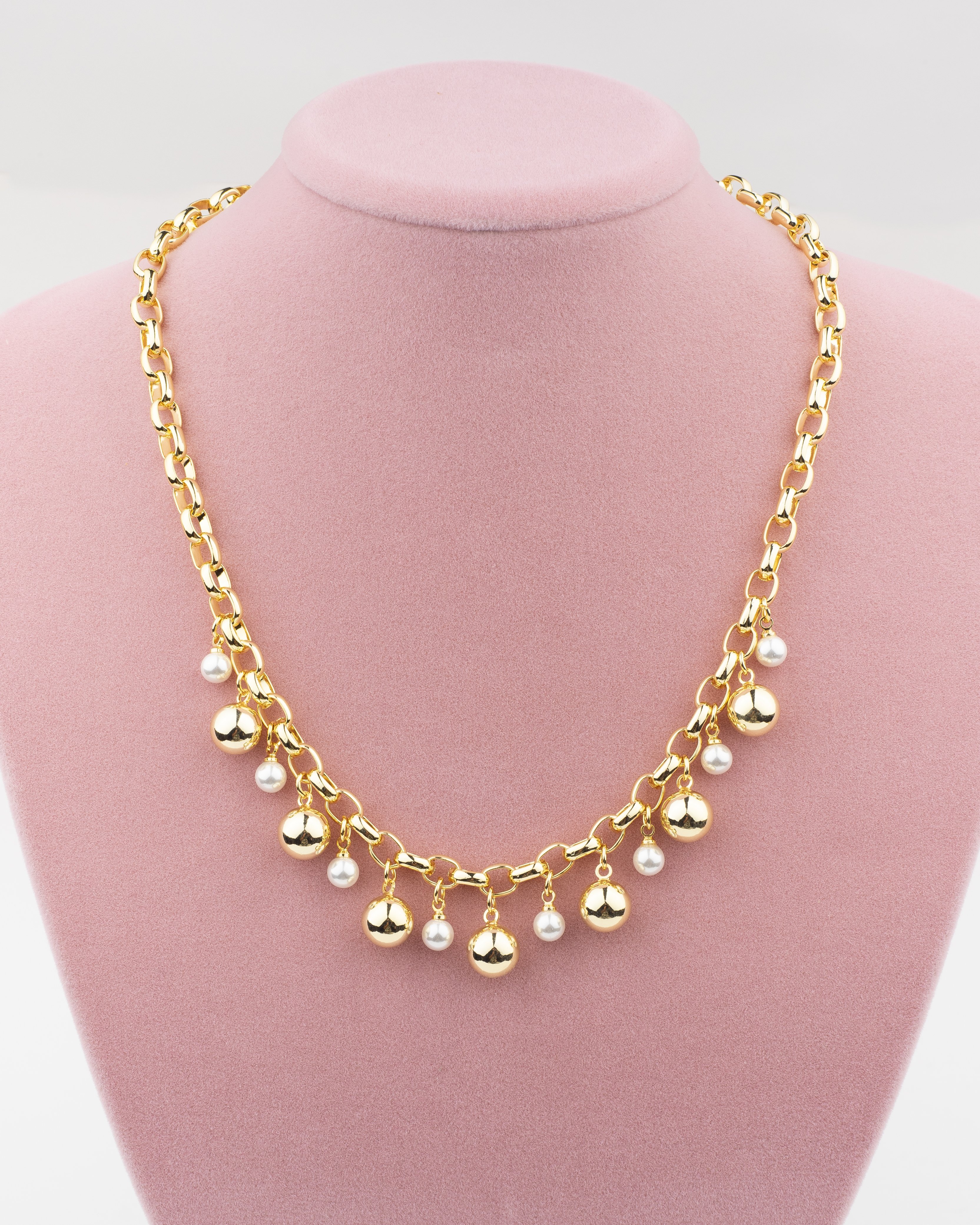 VİP Çelik Topçuklu İncili Kolye