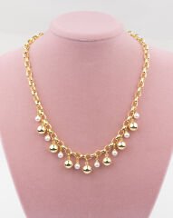 VİP Çelik Topçuklu İncili Kolye