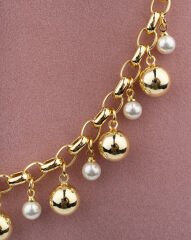 VİP Çelik Topçuklu İncili Kolye