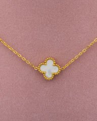 Beyaz Yonca Çoklu Kolye