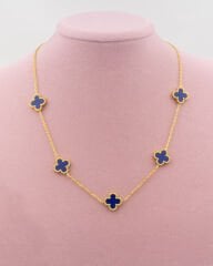 Lacivert Yonca Çoklu Kolye