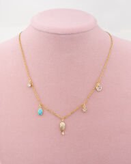 Charm Detay Renkli Kolye