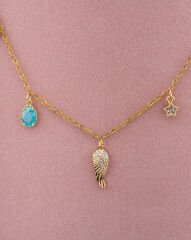 Charm Detay Renkli Kolye