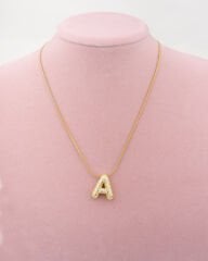 Kaplama Taşlı A Harfli Kolye
