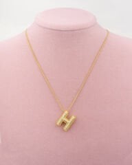 Kaplama Taşlı H Harfli Kolye