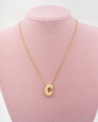 Kaplama Taşlı C Harfli Kolye