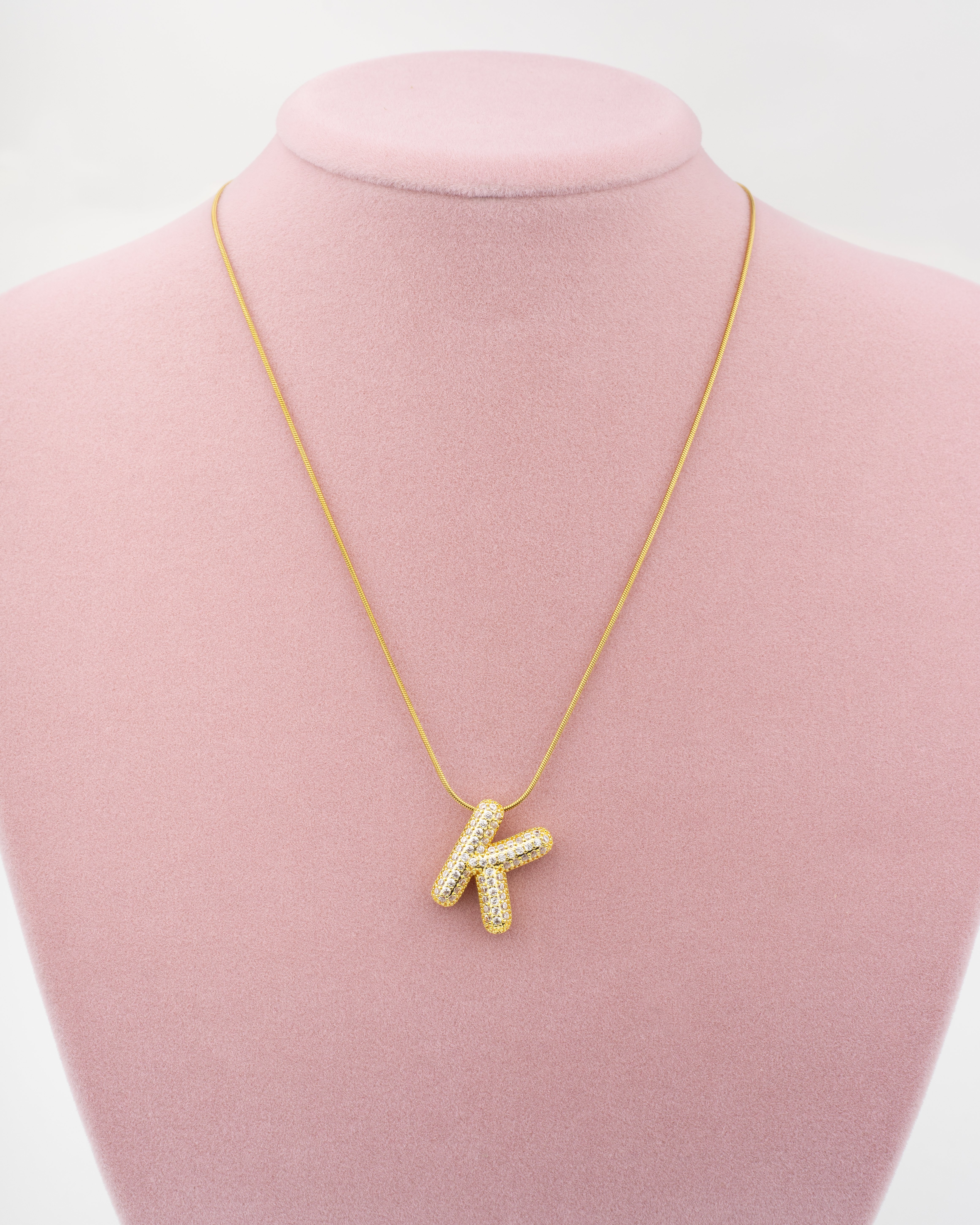 Kaplama Taşlı K Harfli Kolye