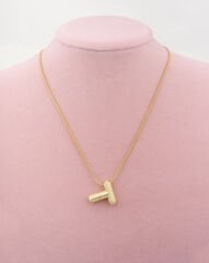 Kaplama Taşlı T Harfli Kolye