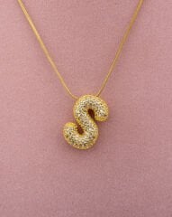 Kaplama Taşlı S Harfli Kolye