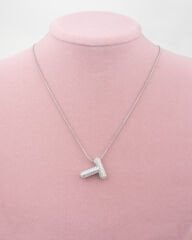 Çelik Taşlı T Harfli Kolye