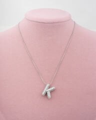 Çelik Taşlı K Harfli Kolye