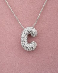 Çelik Taşlı C Harfli Kolye
