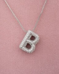 Çelik Taşlı B Harfli Kolye