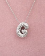 Çelik Taşlı G Harfli Kolye