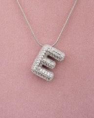 Çelik Taşlı E Harfli Kolye