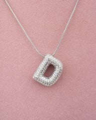 Çelik Taşlı D Harfli Kolye