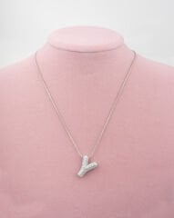 Çelik Taşlı Y Harfli Kolye