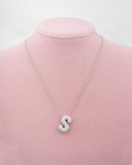 Çelik Taşlı S Harfli Kolye