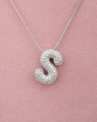 Çelik Taşlı S Harfli Kolye