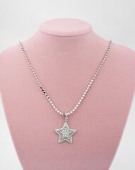 Ezme Pul Zincirli Işıltılı Yıldız Büyük Kolye