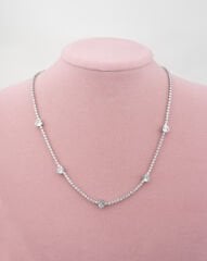 Pembe Taşlı Kalpli Suyolu kolye