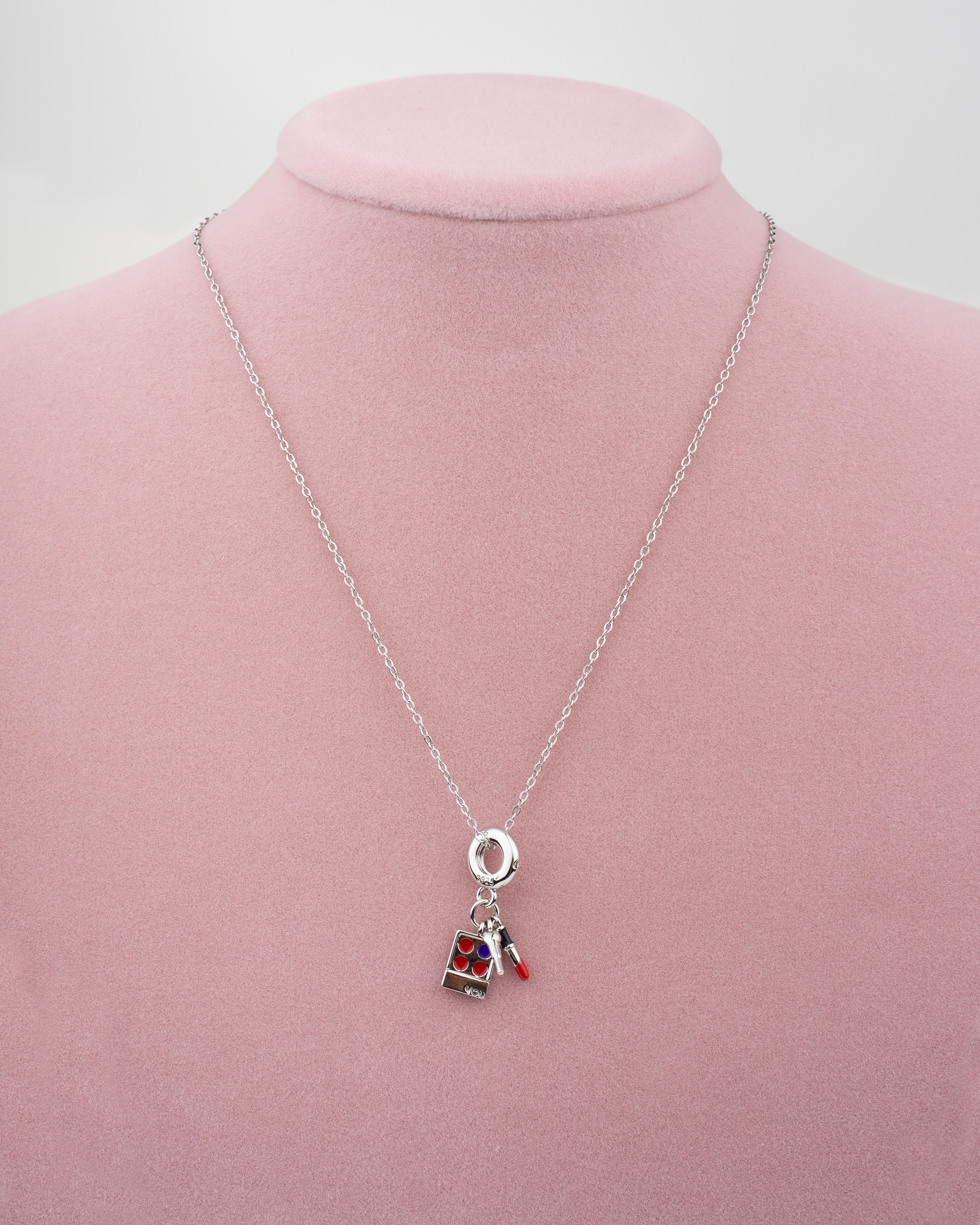 Makyaj Paleti Figürlü Silver Kolye