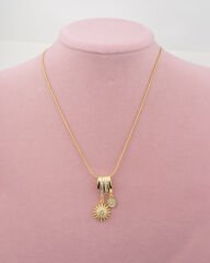 Çelik Güneş Charmlı Kolye