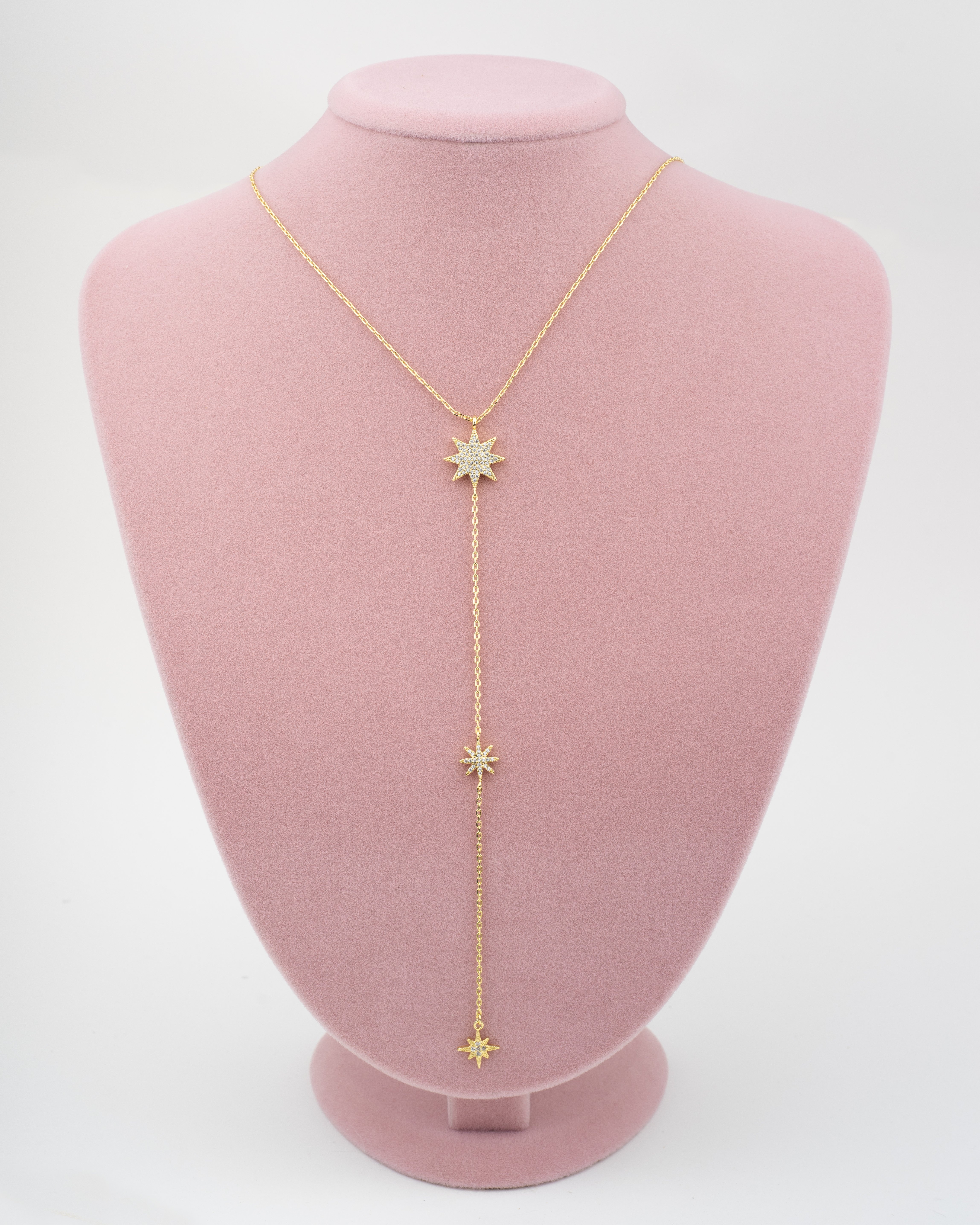 Taşlı Yıldızlı Y Kolye