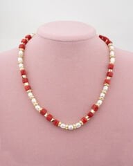 Kırmızı Taşlı İncili Kolye