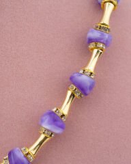 Lila Taş Gold Detay Kolye